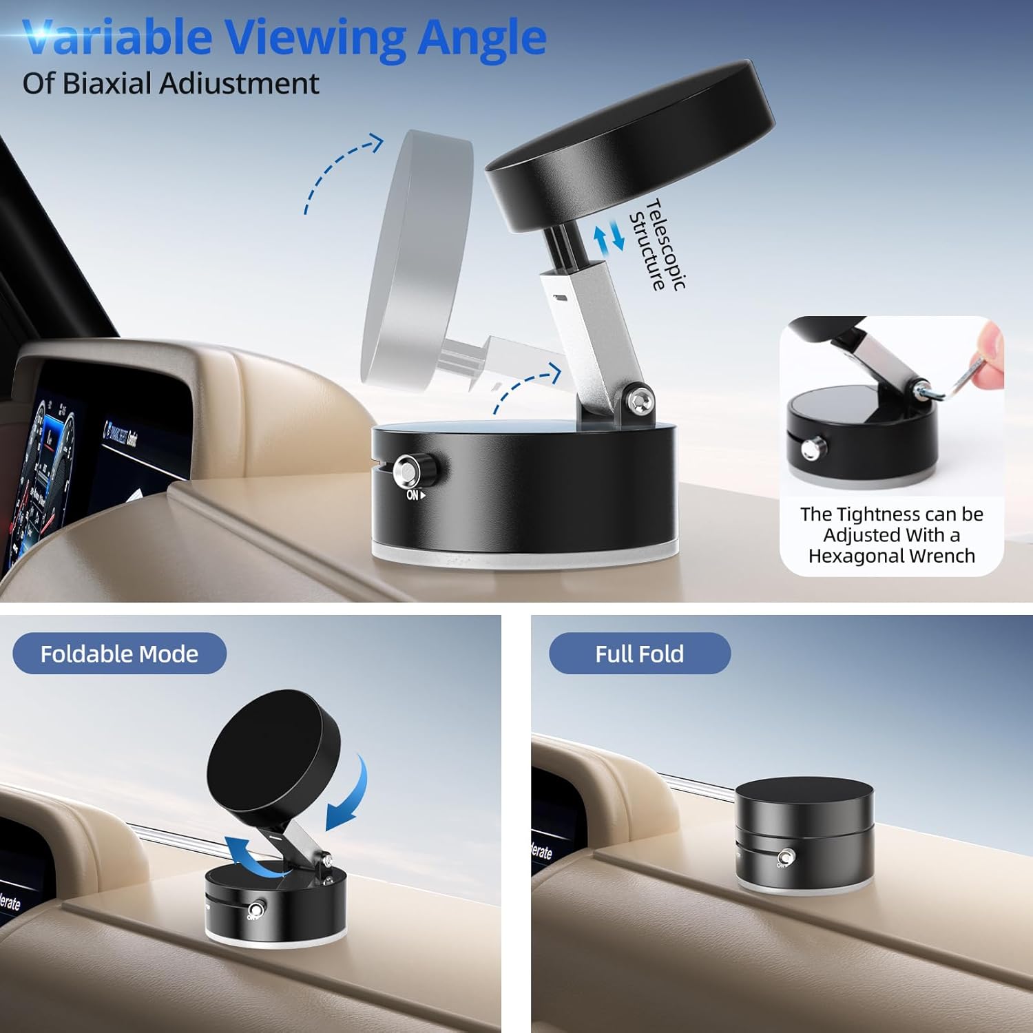 Vacuum Suction Magnetic Phone Holder, Upgraded Suction Cup Phone Holders, Magnetic Car Phone Holders for Phone and All Smartphones, Portable Phone Holder Mount for Gym/Mirror/Smooth Surface, Black