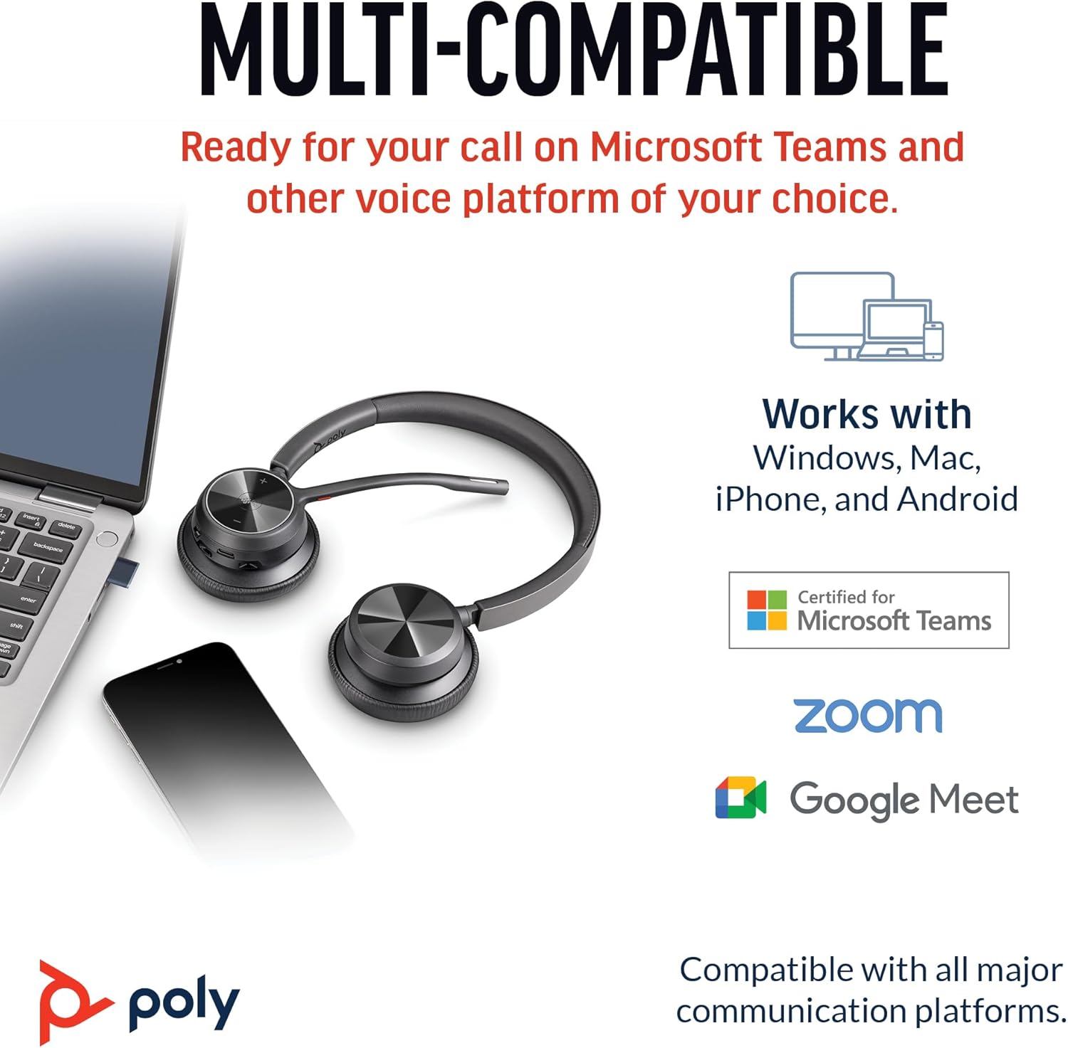 Voyager 4320 UC Wireless Headset & Charge Stand (Plantronics) - Stereo Headphones W/Noise-Canceling Boom Mic - Connect Pc/Mac/Mobile via Bluetooth-Works W/Teams (Certified), Zoom-Amazon Exclusive