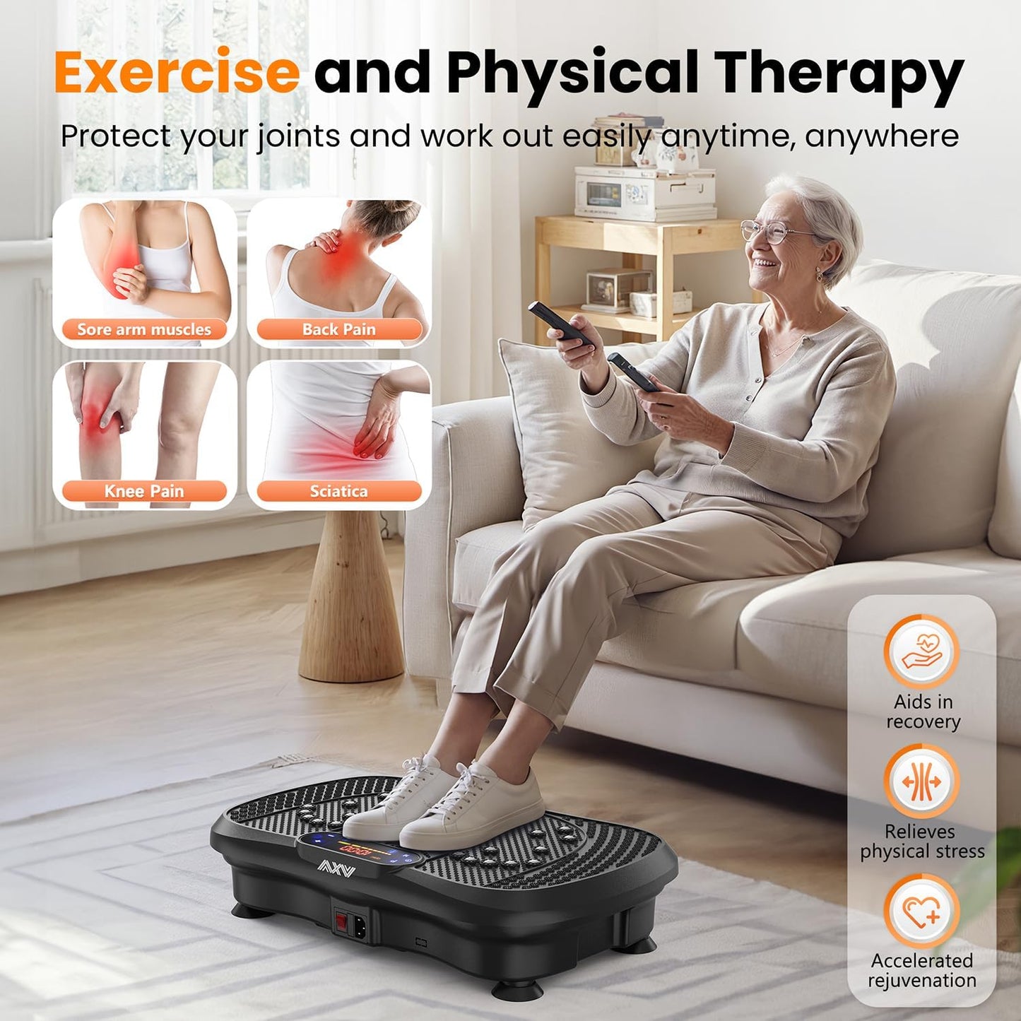 Vibration Plate Fitness Platform Exercise Machine Vibrating Lymphatic Drainage Shaking Full Body Shaker Workout Vibrate Stand Shake Board Sport Gym for Weight Loss Fat Burner for Women Men