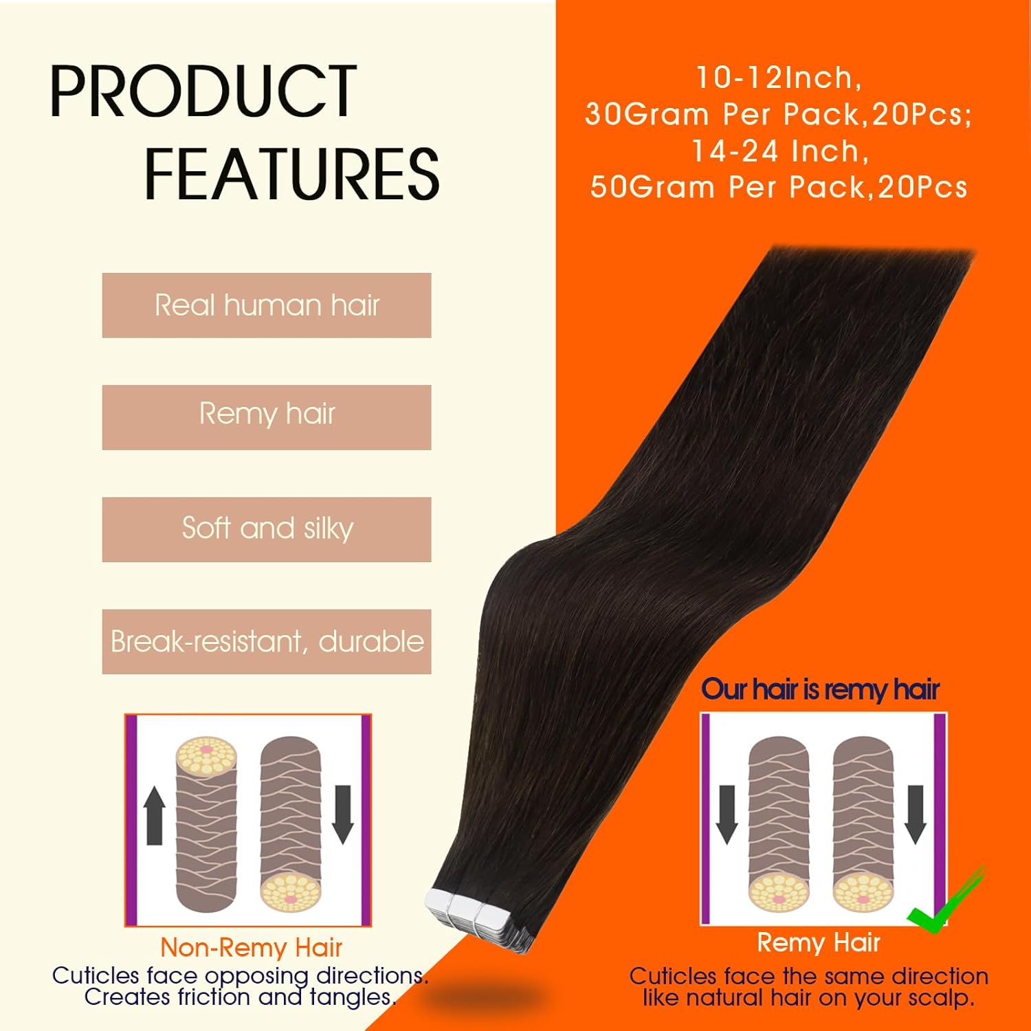 Tape in Hair Extensions Human Hair Darkest Brown 24 Inch Seamless Tape in Extensions Brazilian Remy Hair Skin Weft Hair 20 Pieces 50 Grams Color 2 Glue Human Hair Extensions for Wedding