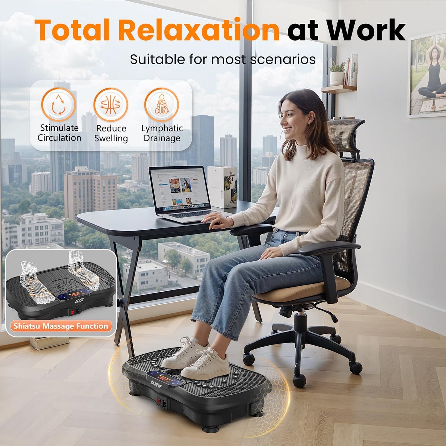 Vibration Plate Fitness Platform Exercise Machine Vibrating Lymphatic Drainage Shaking Full Body Shaker Workout Vibrate Stand Shake Board Sport Gym for Weight Loss Fat Burner for Women Men