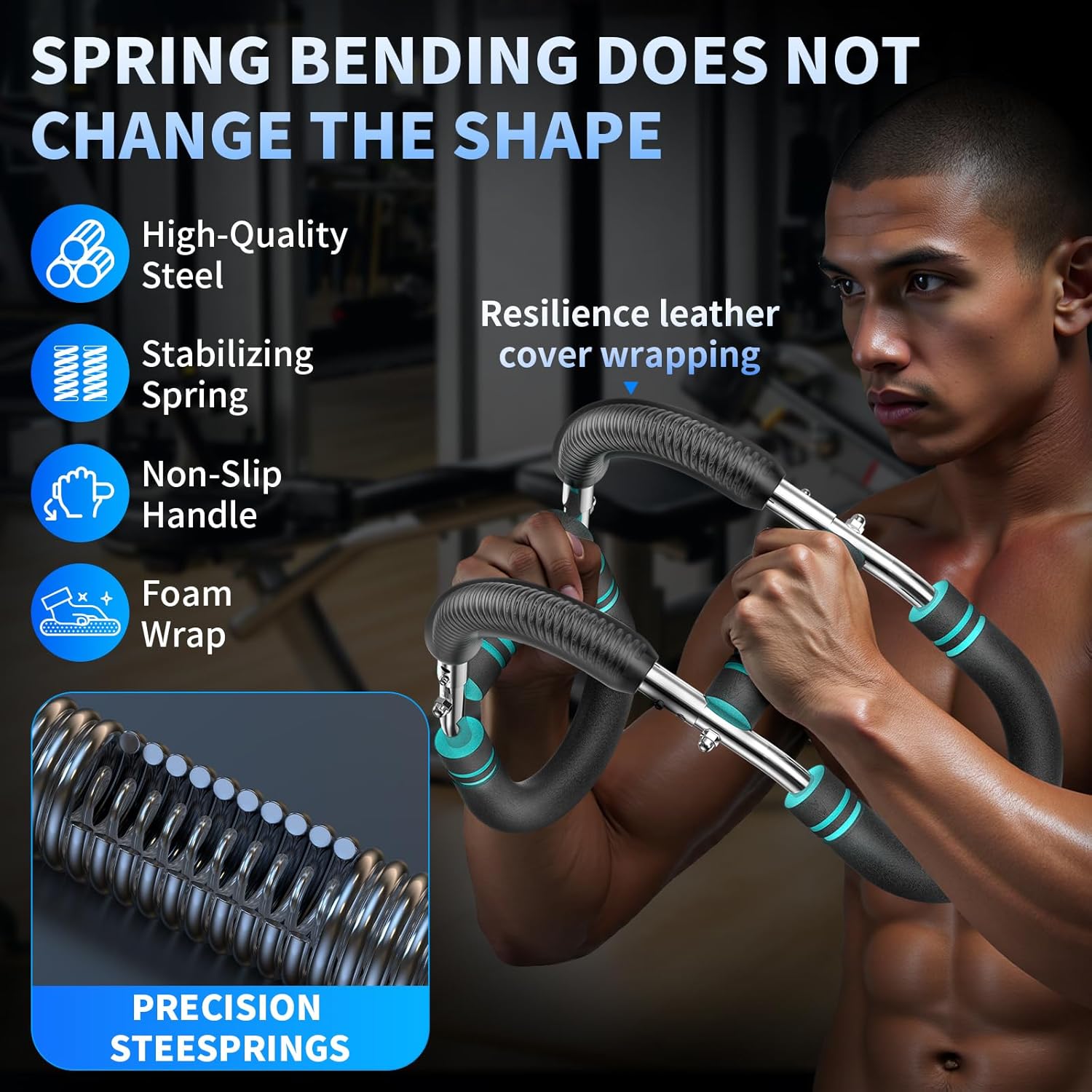 Twister Arm Trainer, Adjustable Resistance Chest Workout Equipment,Forearm Power Exercise Bar , Pectoralis Spinalis Device, Portable Detachable Design