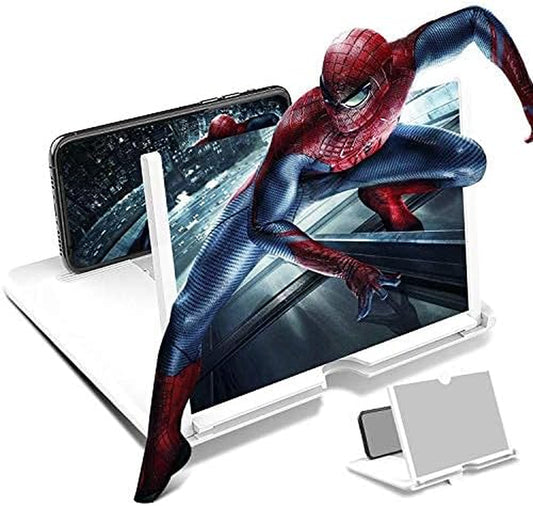 14 Screen Magnifier Cell Phone,-3D HD Magnifing Screen Enlarger Movies, Videos and Gaming – Foldable Phone Stand Holder with Screen Amplifier–Compatible with All Smartphones (White)