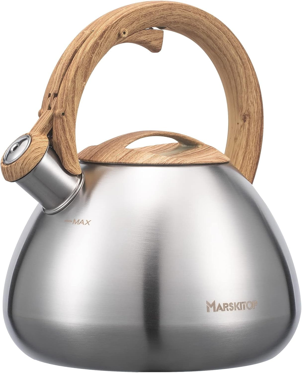 Tea Pot for Stove Top 2.6 Quart, Stainless Steel Tea Kettle Stovetop Whistling with Stay Cool Handle, Silver