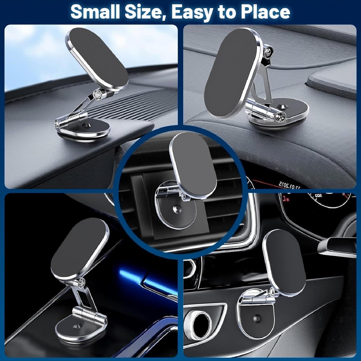 Magnetic Phone Holder for Car Upgrade Foldable 8X Strong Magnetic Phone Mount Multi-Functional 720°Rotation Magnet Cell Phone Mount for All Smartphones (Magnetic Black)
