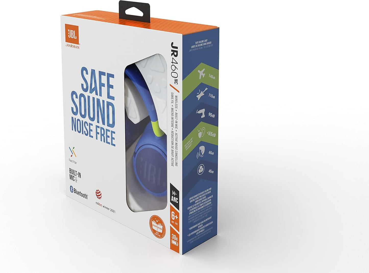 JR 460 NC Over-Ear Wireless Headphones for Children with Sound Safe Technology and Lightweight Padded Design, Blue