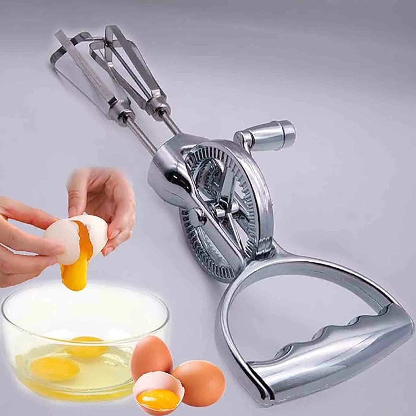 Kitchen Workout Mixer Egg Beater Classic Hand Crank Stainless Steel Handheld Egg Mixer Cook Tool Large Metal Spoons for Cooking