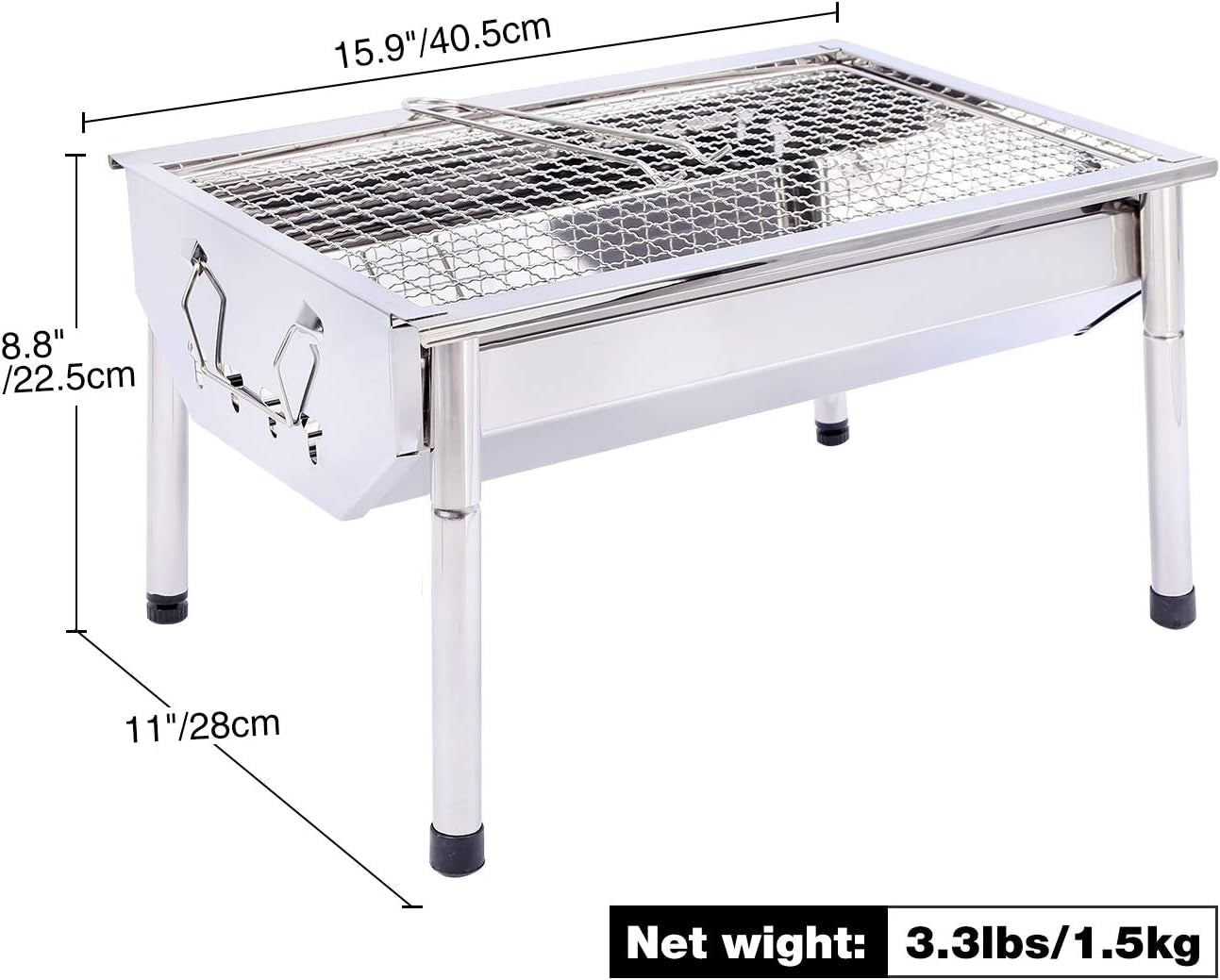 Foldable Charcoal Grill Barbecue, Portable Stainless Steel BBQ Grill Small Camping Grill for Outdoor Picnic Camping Cooking