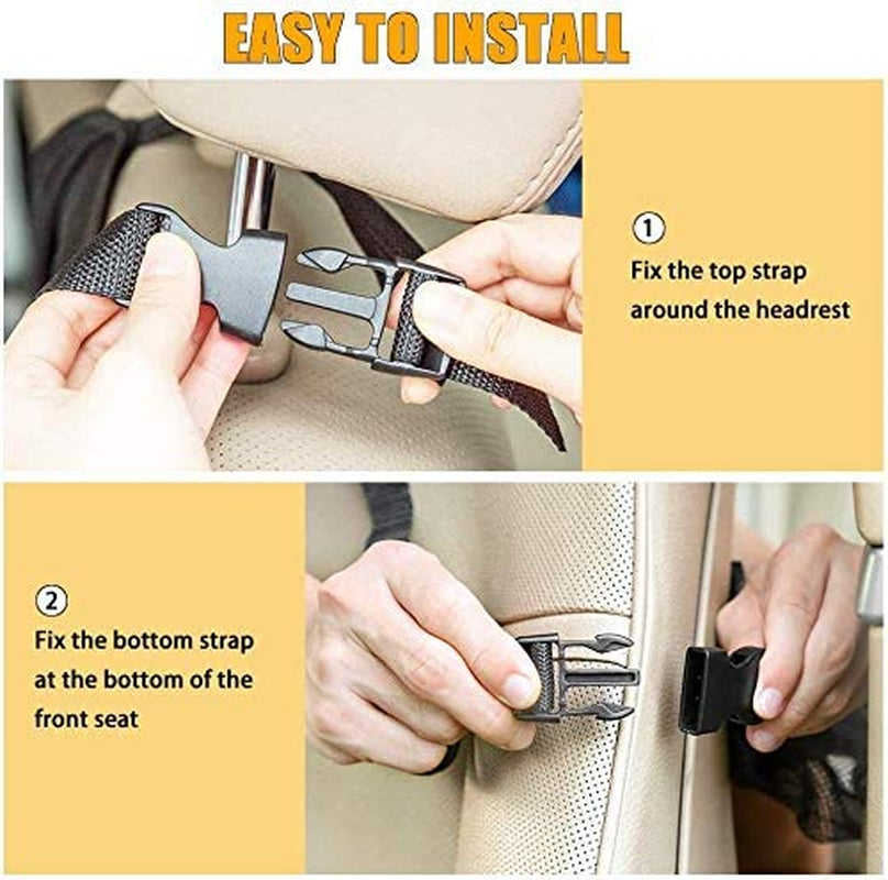 Car Backseat Organizer with 10" Table Holder, 9 Storage Pockets Seat Back Protectors Kick Mats for Kids Toddlers, Travel Accessories, 2 Pack