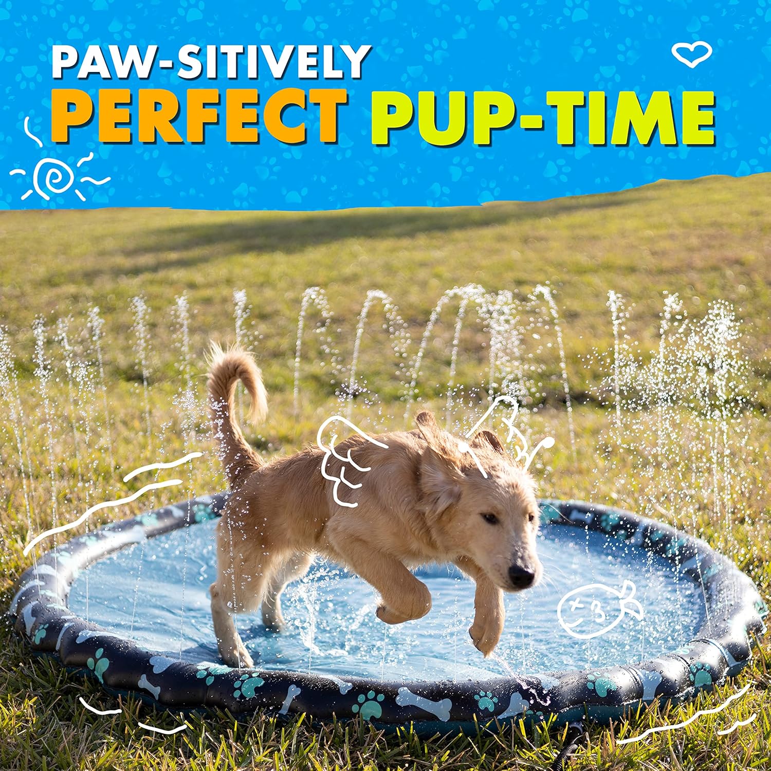Non Slip Splash Pad for Kids & Dogs, 69’’ Extra Large Splash Pad Sprinkler for Kids, Dog Water Summer Toys - Great Outdoor Toys for Toddlers 1-3 & Children Ages 4-8, Baby Pool for Backyard