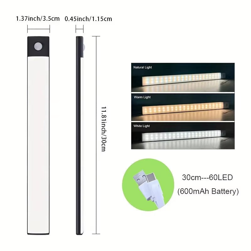 Night Light Led Light under Cabinet Light Motion Sensor Closet Light Cabinet USB Rechargeable Kitchen Lighting Lamp