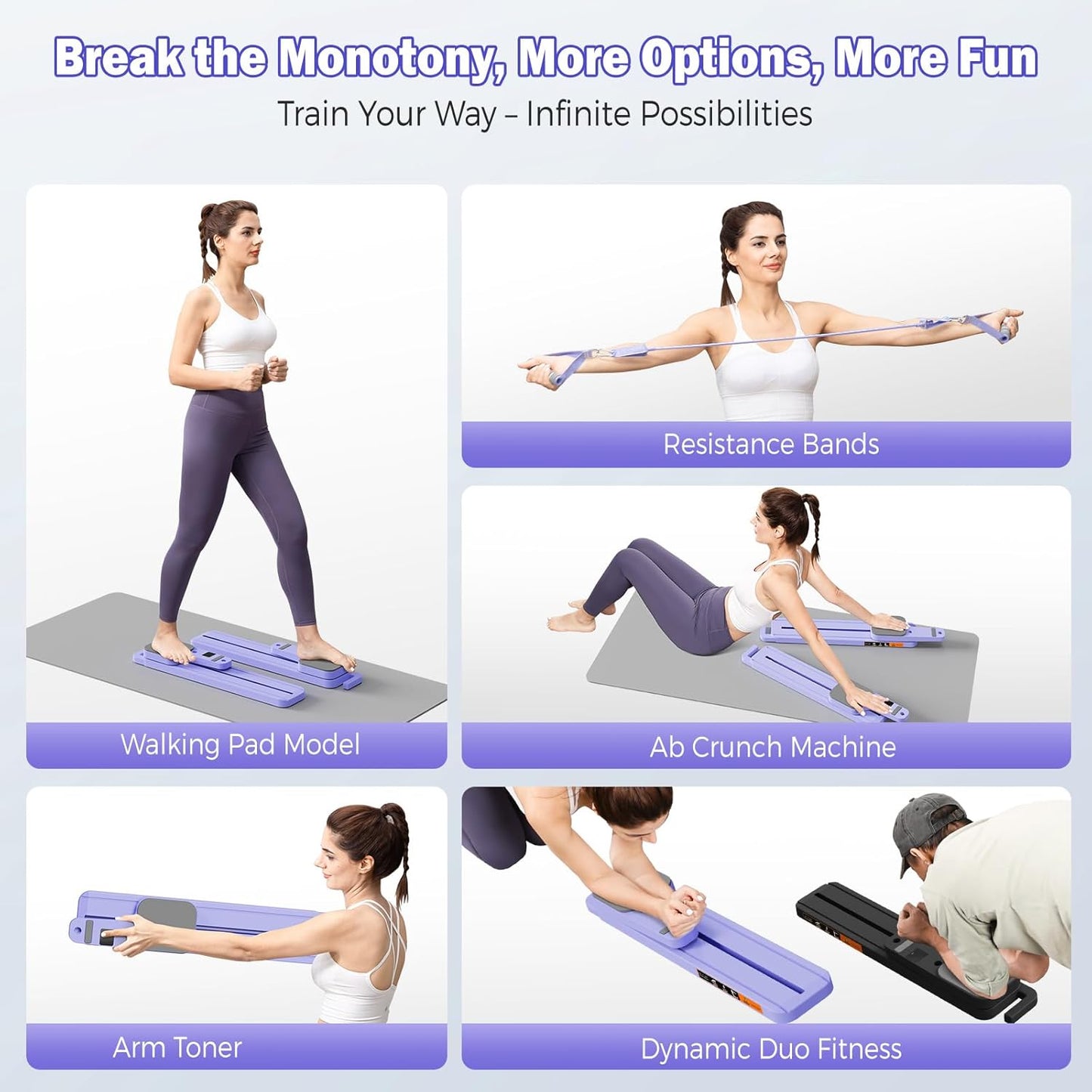 Pilates Reformer Board with Resistance Bands – Portable Pilates Machine, Full Body Workout for Home, Core Strengthener, Glute & Leg Toning, Dual Use, LED Timer & Calorie Display