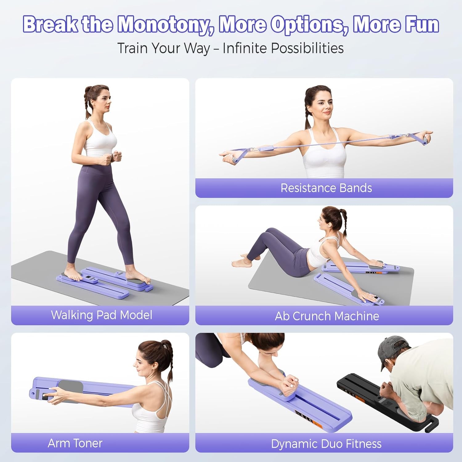 Pilates Reformer Board with Resistance Bands – Portable Pilates Machine, Full Body Workout for Home, Core Strengthener, Glute & Leg Toning, Dual Use, LED Timer & Calorie Display