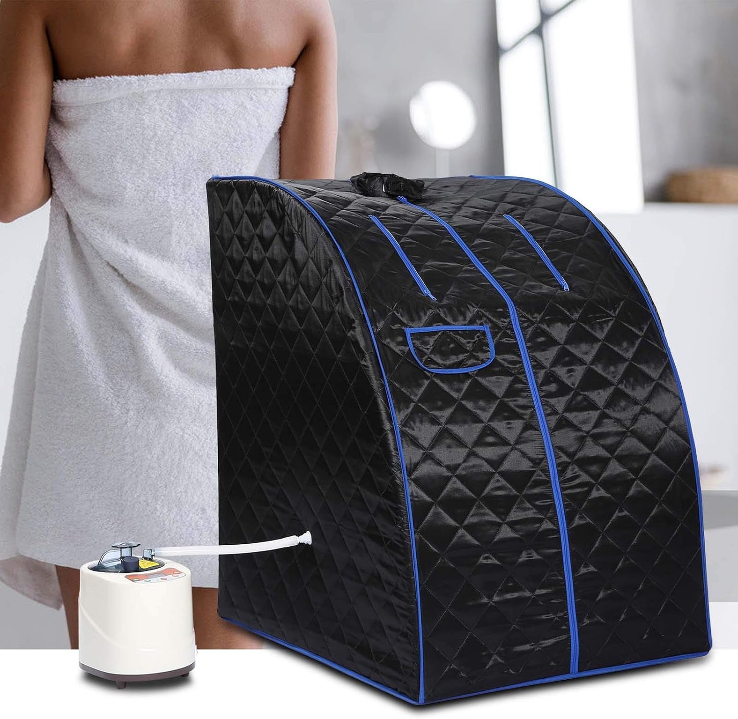 Saunas for Home - Portable Personal Steam Sauna Spa, Indoor Sauna Tent with Remote Control, One Person Sauna with Chair, Black