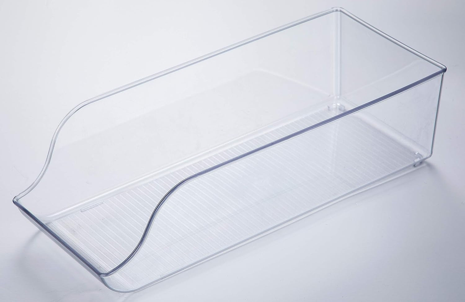 Set of 2 -  Refrigerator Organizer Bin Pop Soda Can Beverage Holder for Fridge, Kitchen, Countertops, Cabinets - Clear Plastic Can Dispenser and Canned Food Pantry Storage Rack (Without Lid)