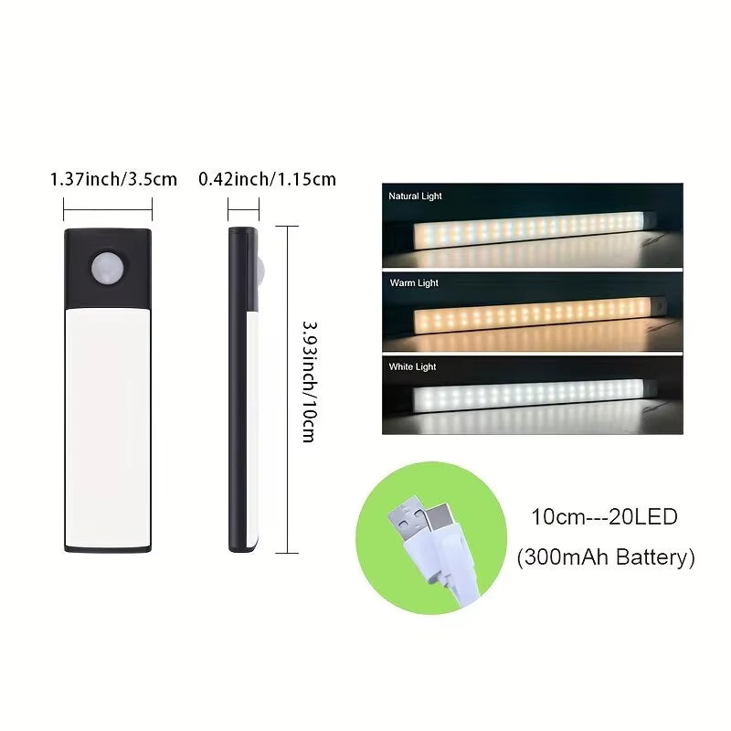 Night Light Led Light under Cabinet Light Motion Sensor Closet Light Cabinet USB Rechargeable Kitchen Lighting Lamp