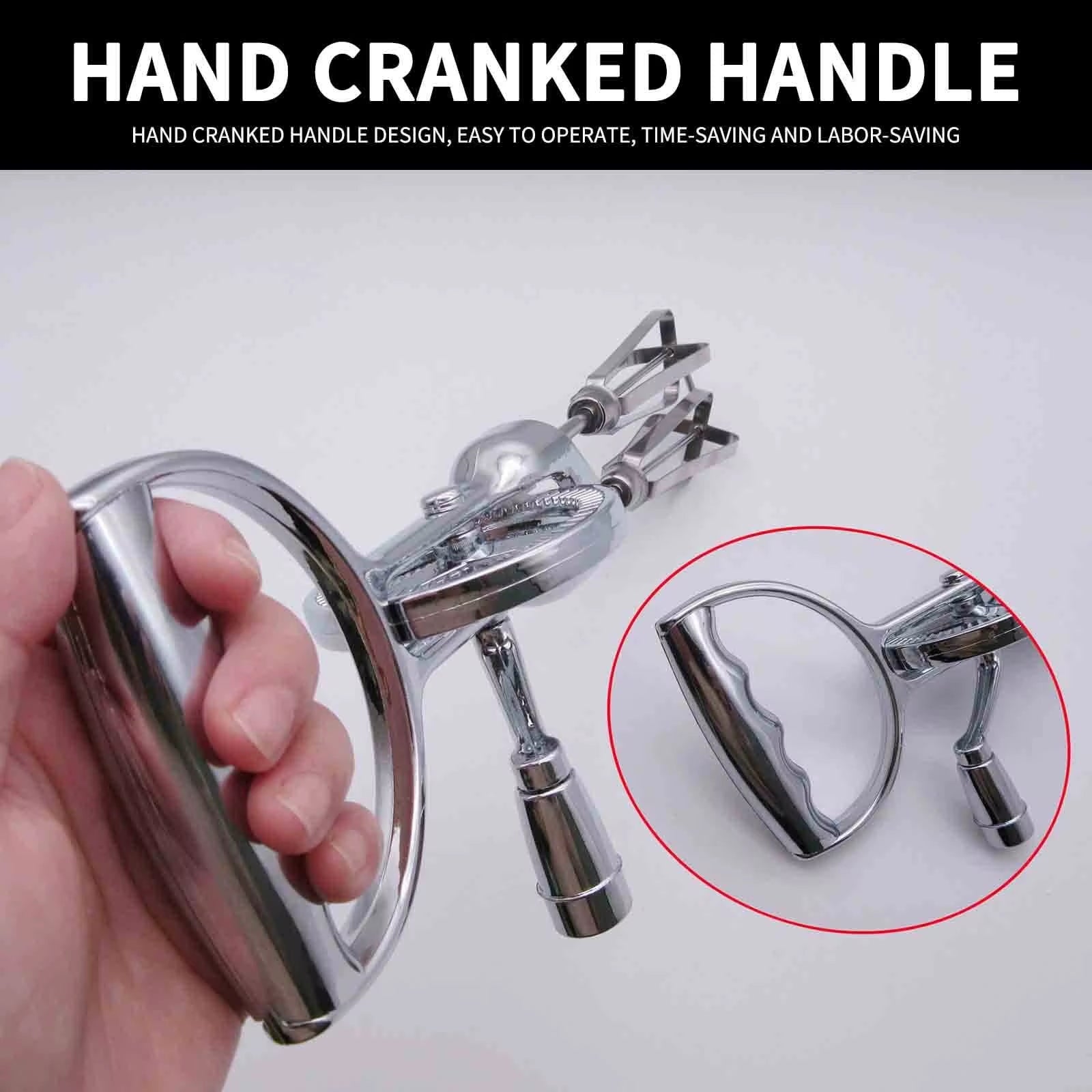 Kitchen Workout Mixer Egg Beater Classic Hand Crank Stainless Steel Handheld Egg Mixer Cook Tool Large Metal Spoons for Cooking