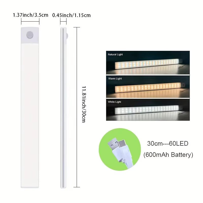 Night Light Led Light under Cabinet Light Motion Sensor Closet Light Cabinet USB Rechargeable Kitchen Lighting Lamp