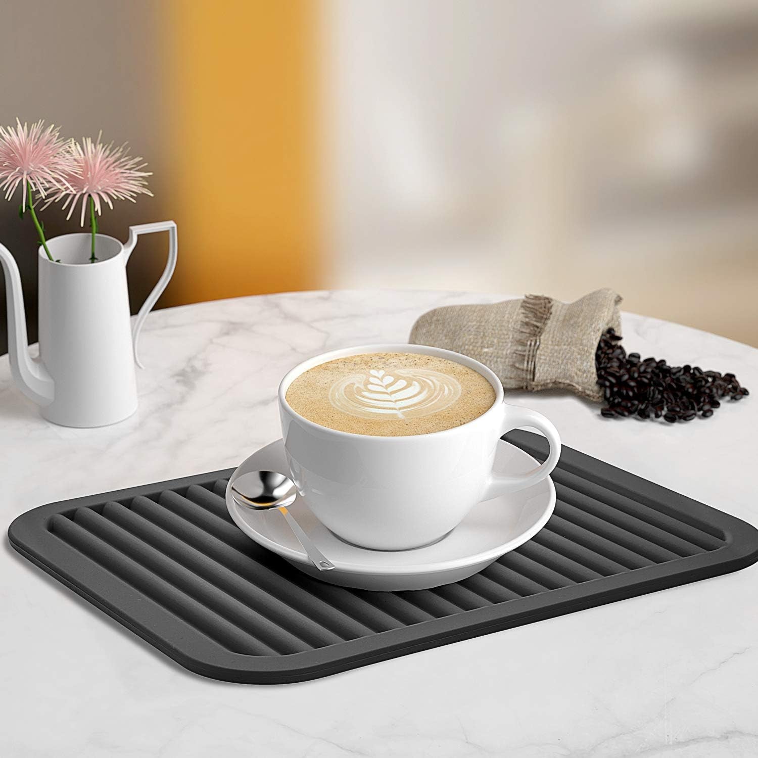 Silicone Trivets - 9" X 12" Silicone Potholder [2 Set ] Silicone Pot Holders - Spoon Rest - Kitchen Table Mat - Hot Pads - Large Coasters (Peppermint Green)