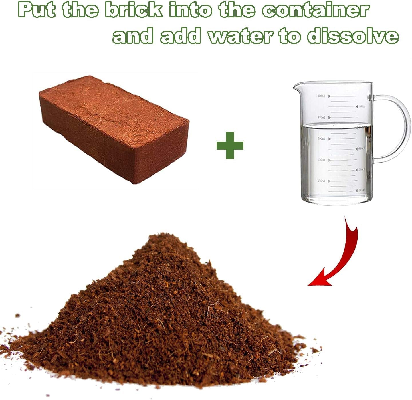Coco Coir Bricks for Plants - Compressed Coconut Fiber Substrate Plant Soil for Vegetables Flowers Berries Planting, Reptile Bedding(6 Pack)