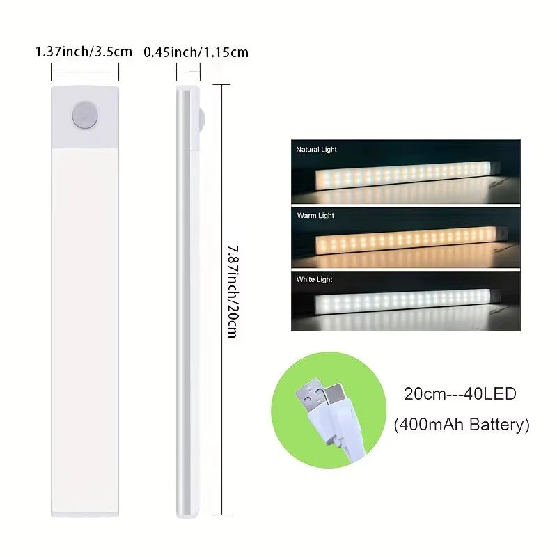 Night Light Led Light under Cabinet Light Motion Sensor Closet Light Cabinet USB Rechargeable Kitchen Lighting Lamp
