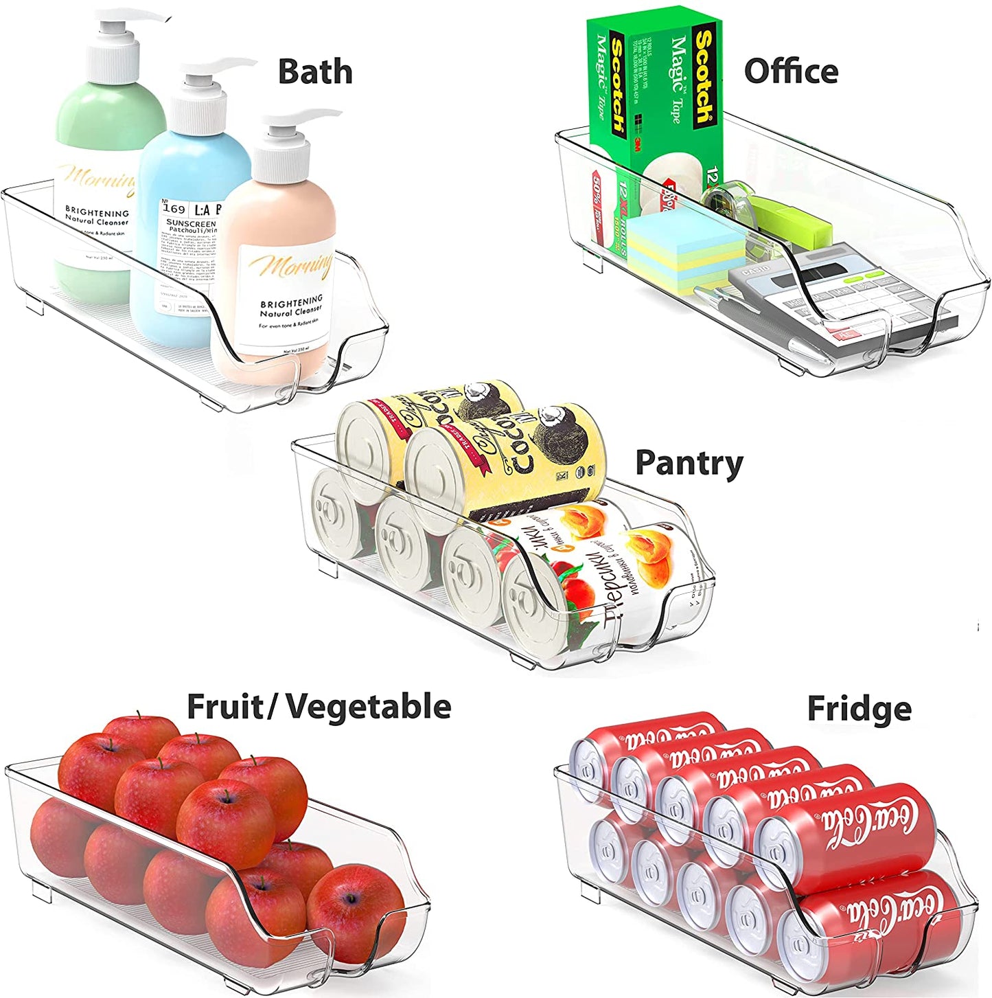 Soda Can Organizer for Pantry / Refrigerator, Clear, Set of 2