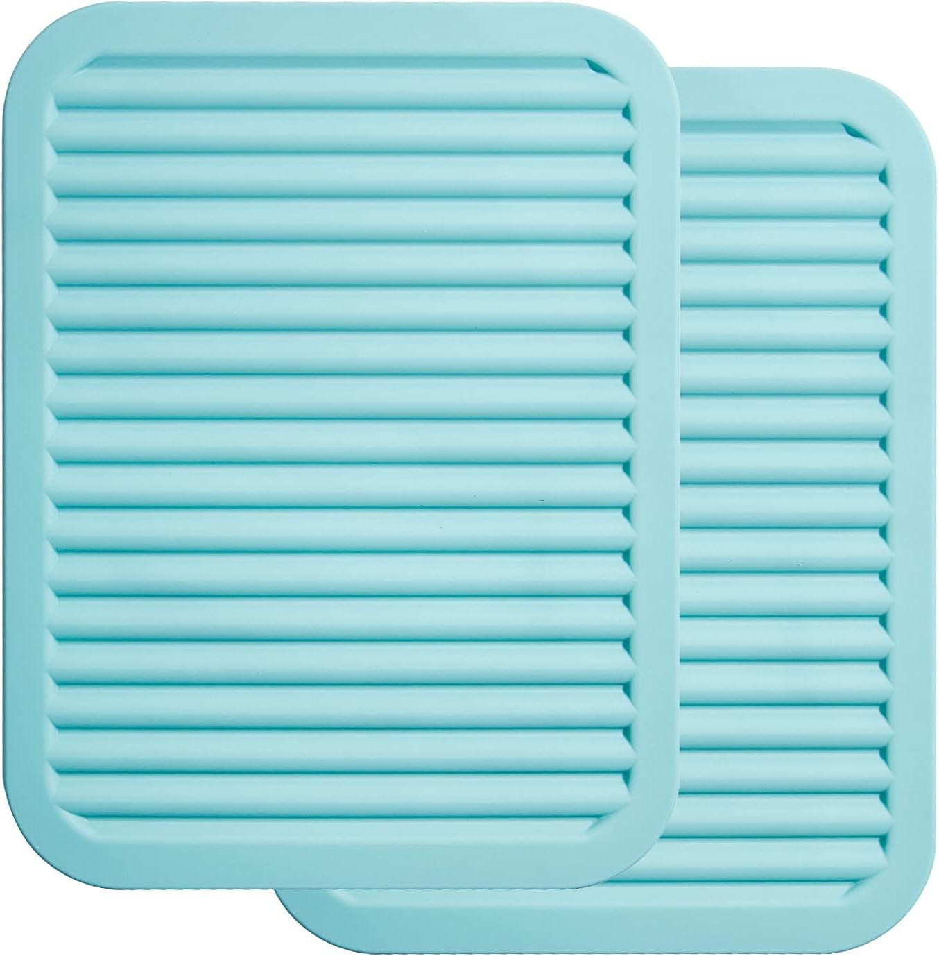 Silicone Trivets - 9" X 12" Silicone Potholder [2 Set ] Silicone Pot Holders - Spoon Rest - Kitchen Table Mat - Hot Pads - Large Coasters (Peppermint Green)