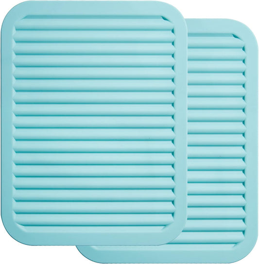 Silicone Trivets - 9" X 12" Silicone Potholder [2 Set ] Silicone Pot Holders - Spoon Rest - Kitchen Table Mat - Hot Pads - Large Coasters (Peppermint Green)