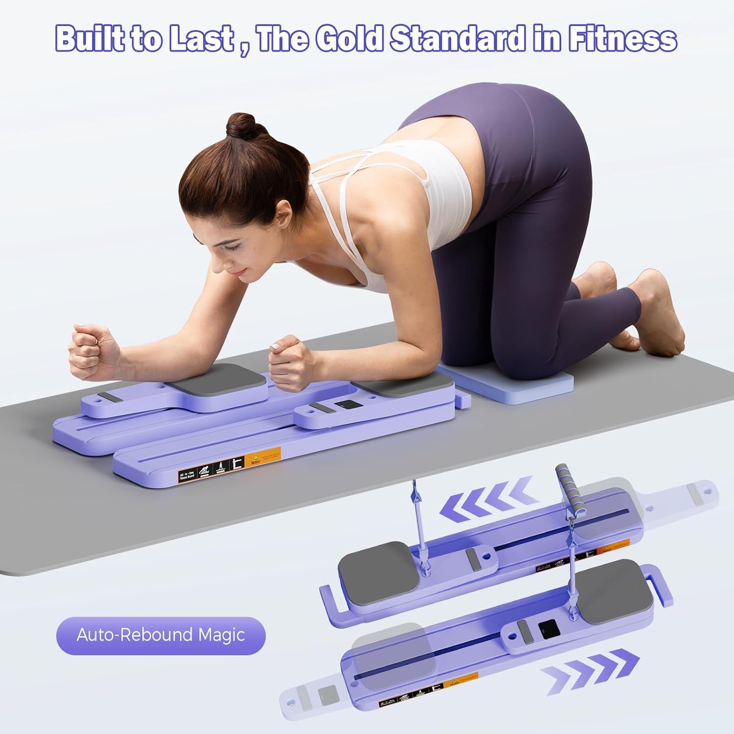 Pilates Reformer Board with Resistance Bands – Portable Pilates Machine, Full Body Workout for Home, Core Strengthener, Glute & Leg Toning, Dual Use, LED Timer & Calorie Display