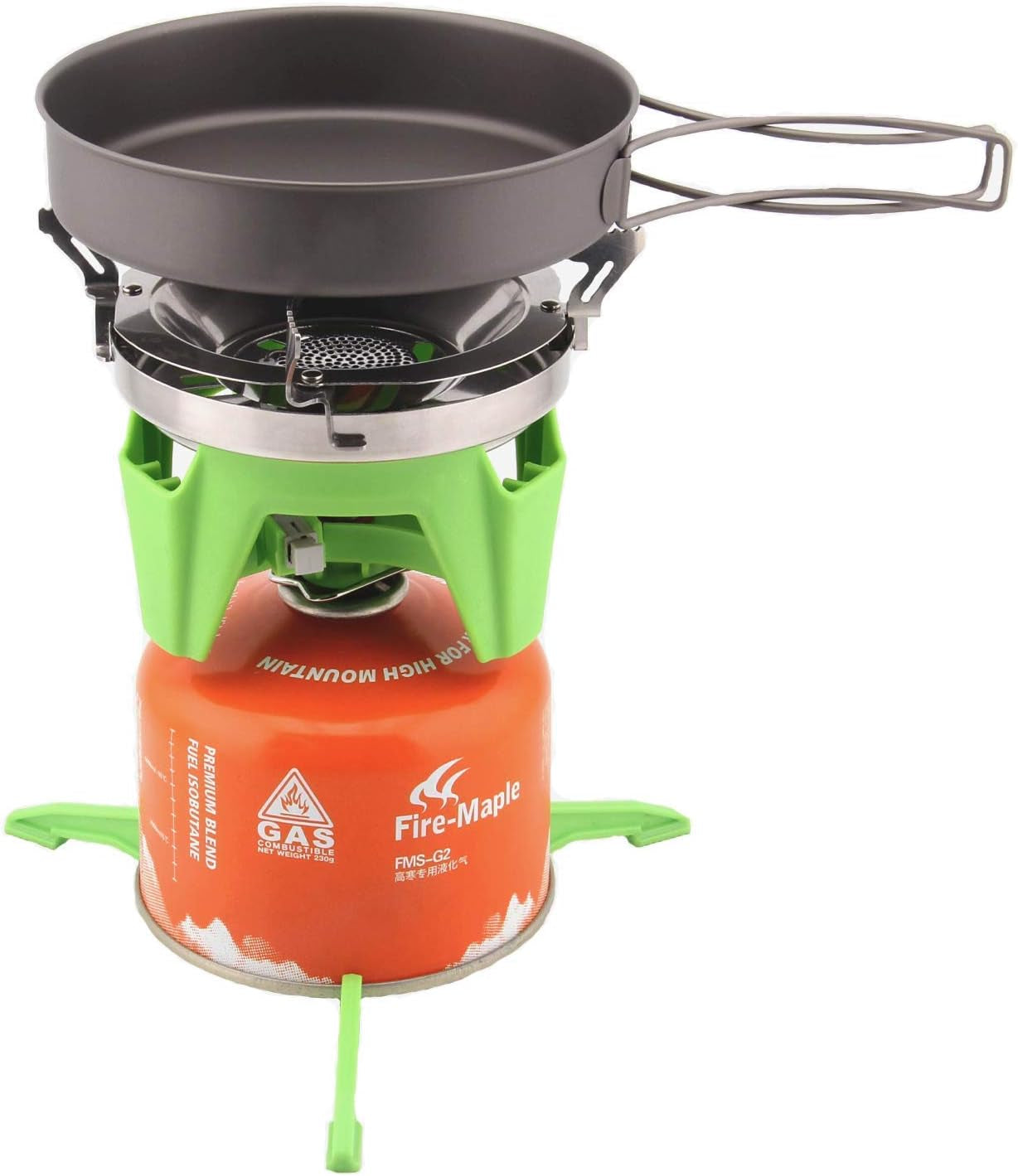 Fire Maple FMS-X2 X3 Compact One-Piece Camping Stove Heat Exchanger Pot Camping Equipment Set Flash Personal Cooking System (Star-2，Green)