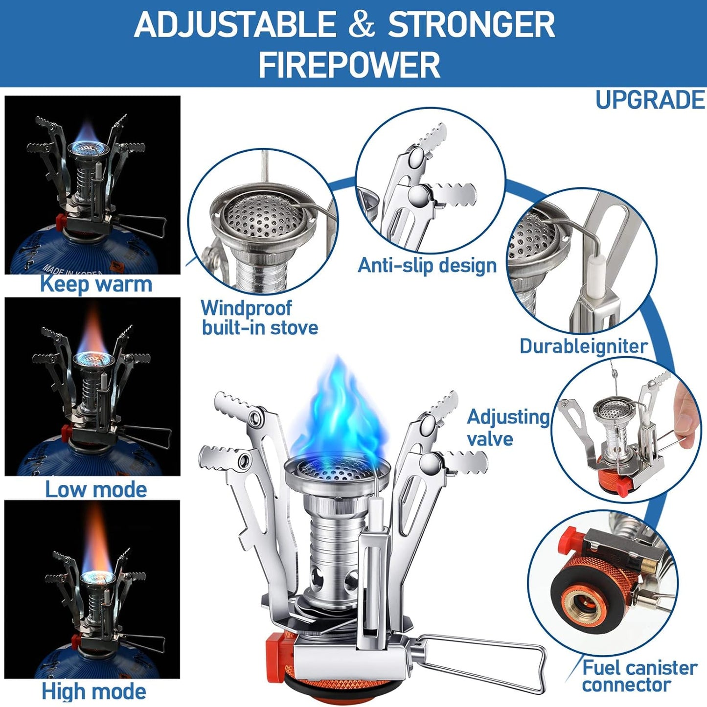 Camping Stove Travel Stove Windproof Backpacking Stove with Piezo Ignition Portable Fuel Burner for Outdoor Camping Hiking Cooking (2 Pieces)