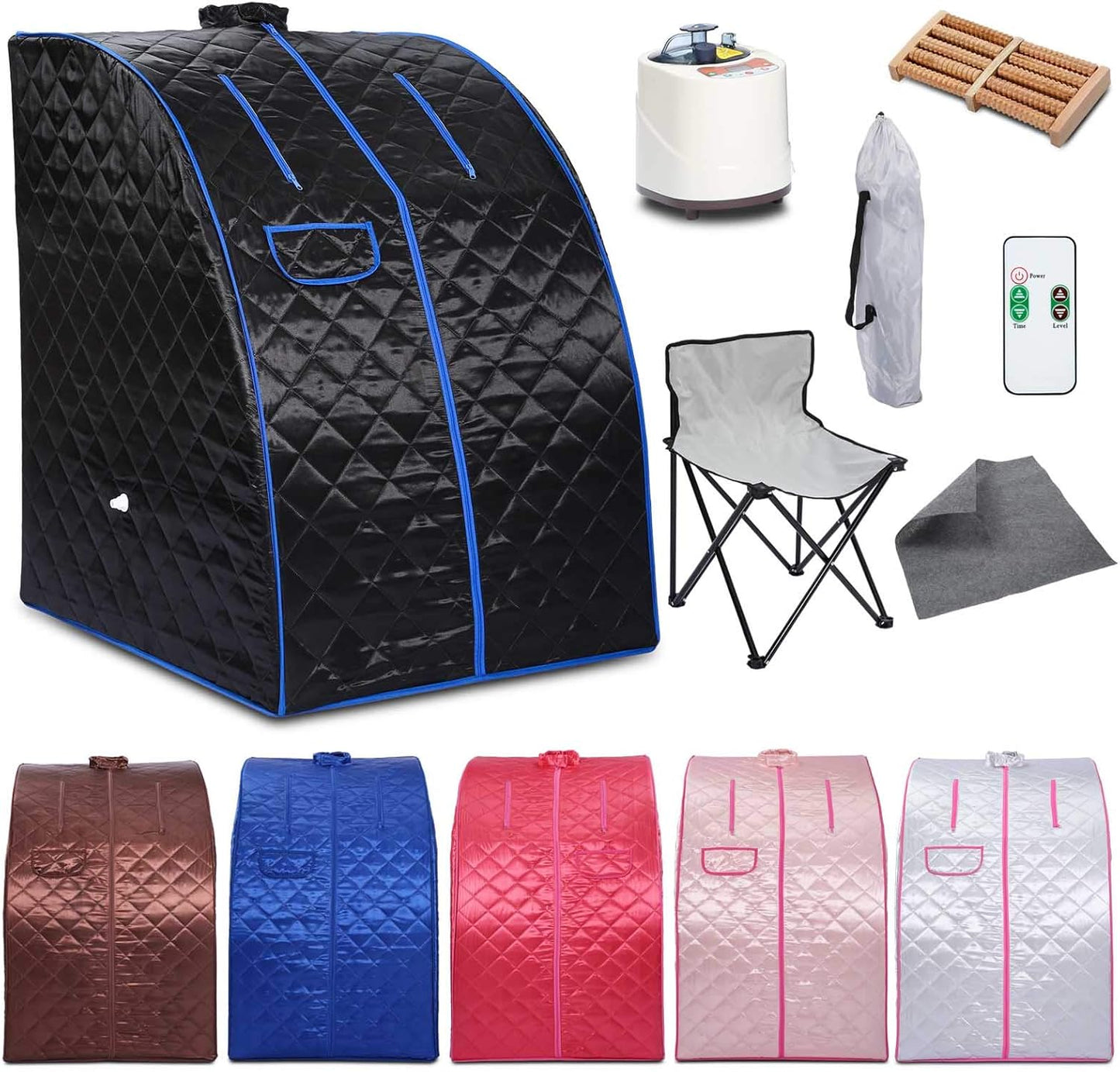 Saunas for Home - Portable Personal Steam Sauna Spa, Indoor Sauna Tent with Remote Control, One Person Sauna with Chair, Black