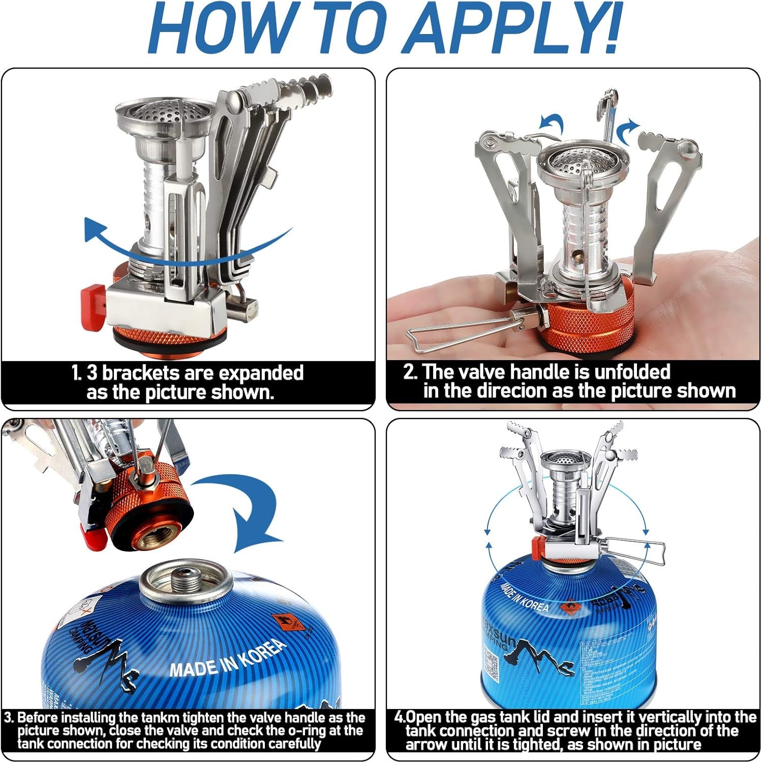 Camping Stove Travel Stove Windproof Backpacking Stove with Piezo Ignition Portable Fuel Burner for Outdoor Camping Hiking Cooking (2 Pieces)