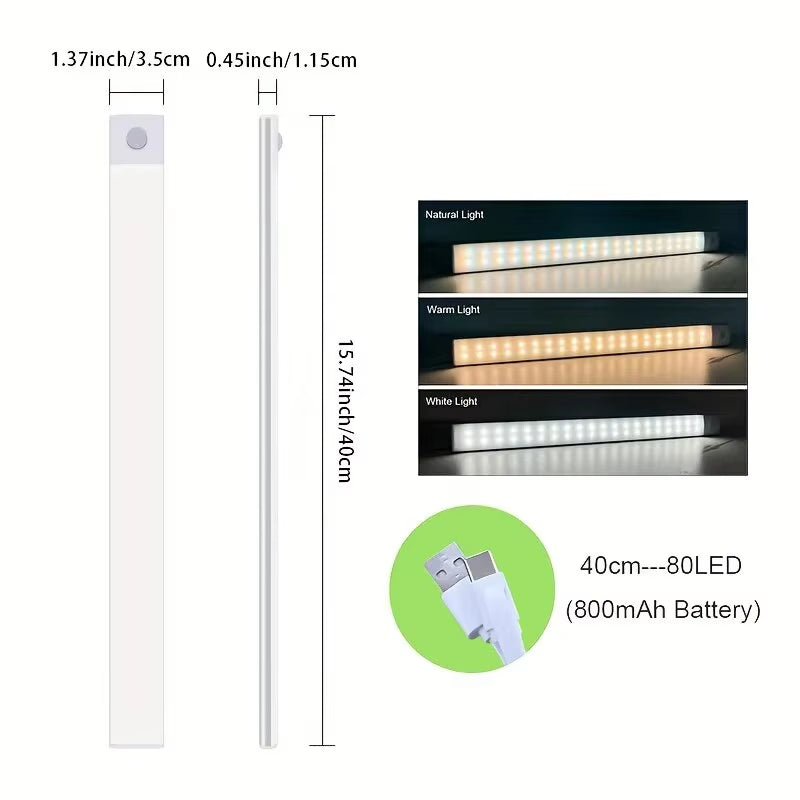 Night Light Led Light under Cabinet Light Motion Sensor Closet Light Cabinet USB Rechargeable Kitchen Lighting Lamp