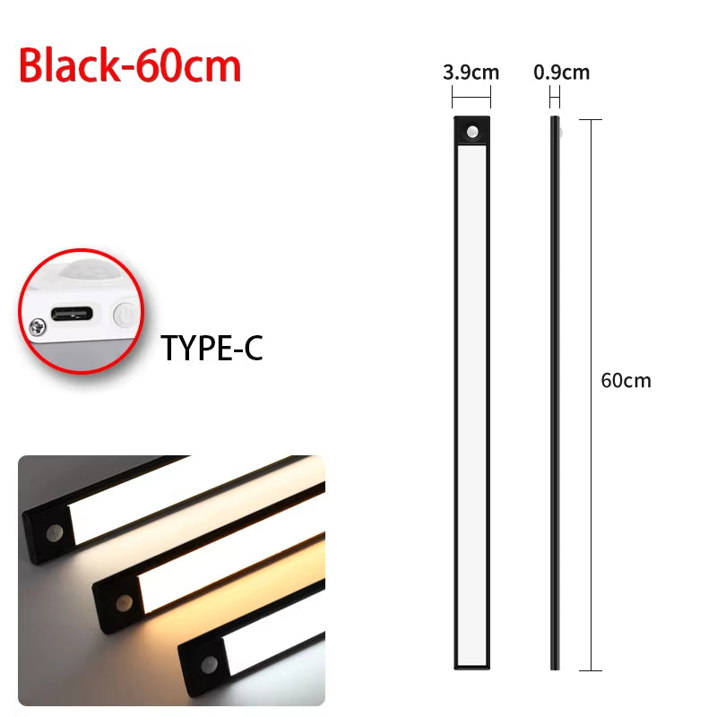 LED Motion Sensor Light Night Light Wireless USB under Cabinet Light for Kitchen Cabinet Bedroom Wardrobe Sensor Indoor Lighting