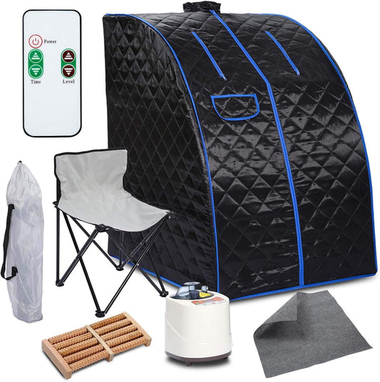 Saunas for Home - Portable Personal Steam Sauna Spa, Indoor Sauna Tent with Remote Control, One Person Sauna with Chair, Black