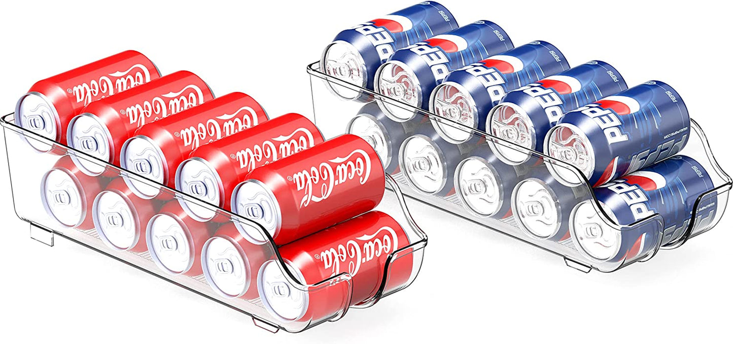 Soda Can Organizer for Pantry / Refrigerator, Clear, Set of 2