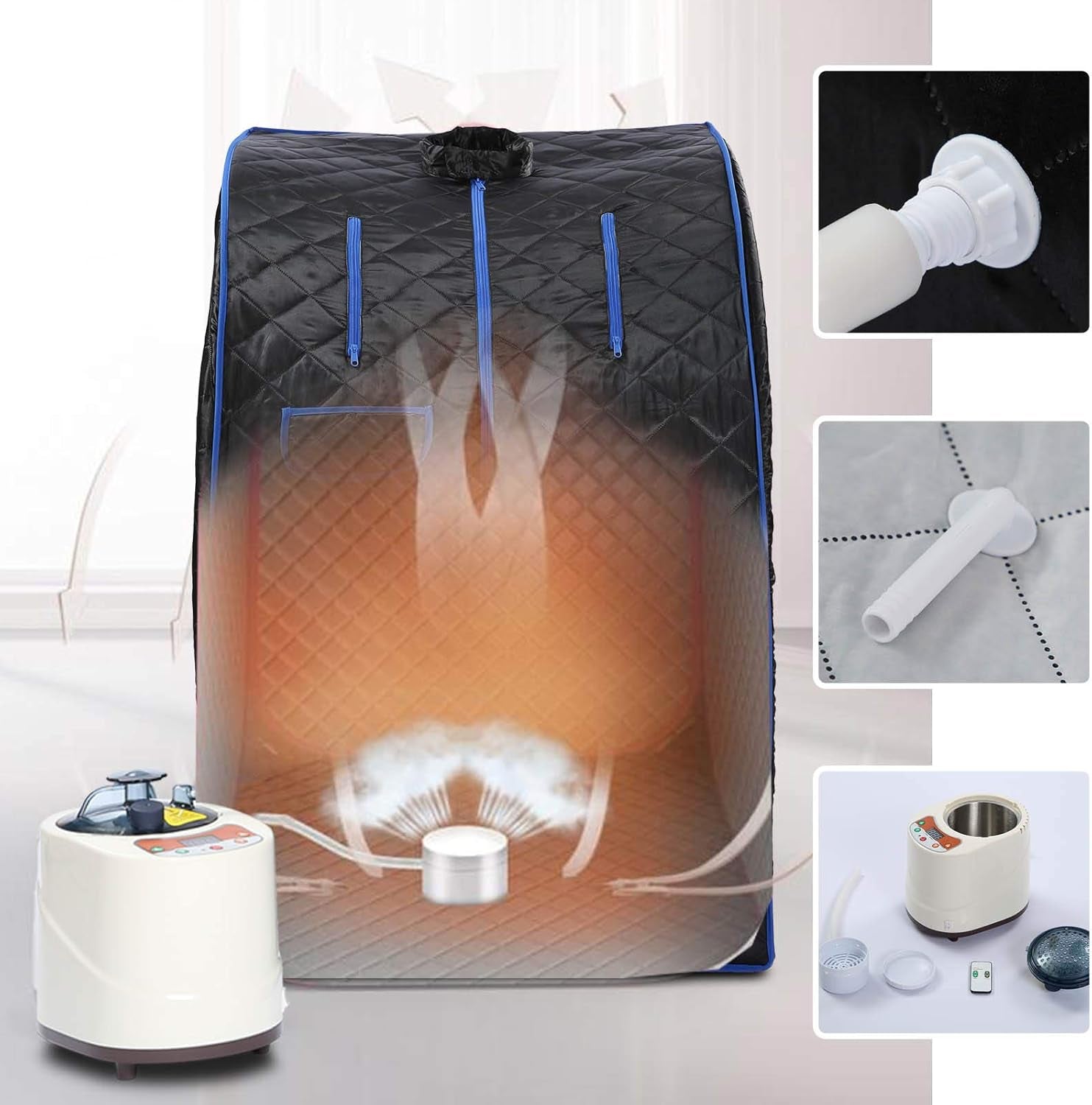 Saunas for Home - Portable Personal Steam Sauna Spa, Indoor Sauna Tent with Remote Control, One Person Sauna with Chair, Black